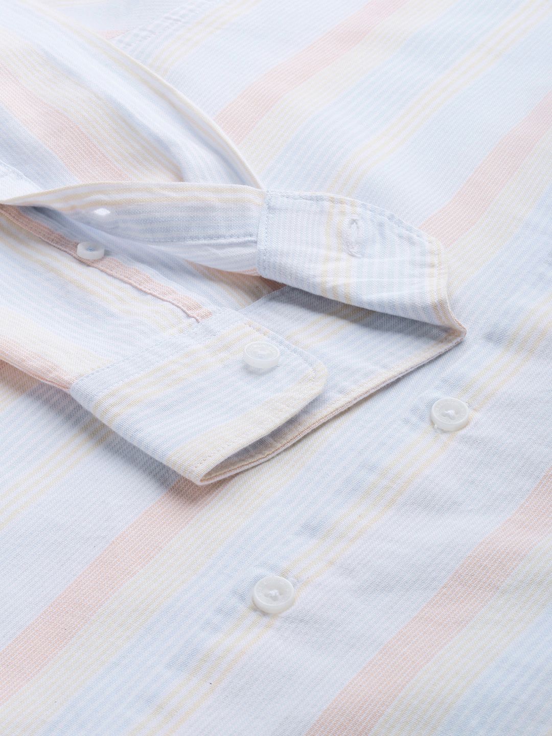 THE BEAR HOUSE Men Blue Slim Fit Pinstripes Striped Casual Shirt