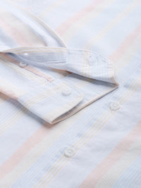 THE BEAR HOUSE Men Blue Slim Fit Pinstripes Striped Casual Shirt