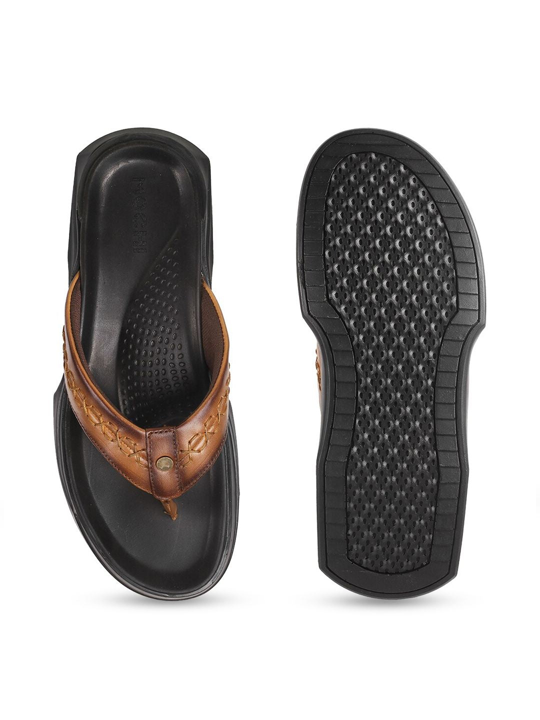 Mochi Men Textured Leather Comfort Sandals
