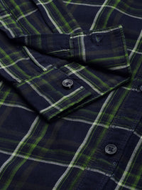 The Indian Garage Co Men Navy Blue & Green Checked Casual Shirt