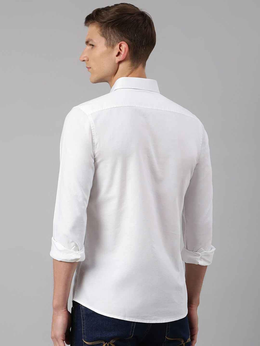 Thomas Scott Men White Slim Fit Cotton Casual  Shirt