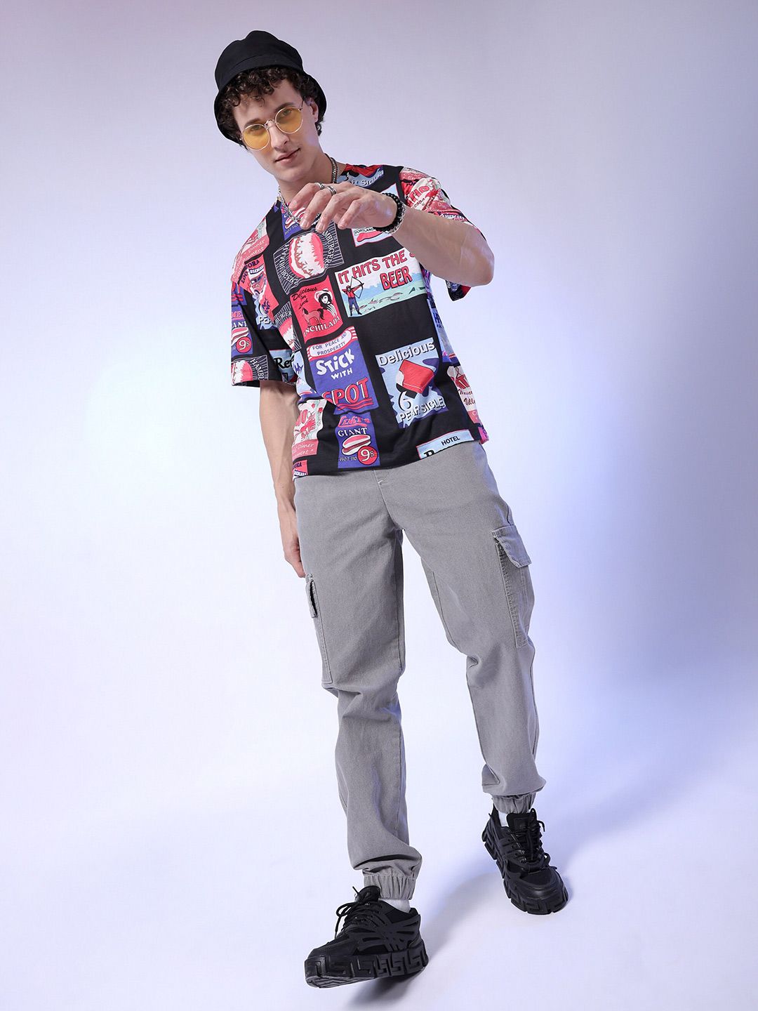 The Indian Garage Co Men Light Fade Stretchable Cargo Jogger Jeans