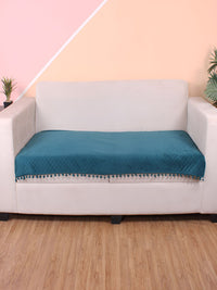STITCHNEST Sea Green & Beige Self Design 3 Seater Sofa Cover