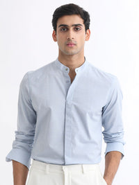 RARE RABBIT Men Cadmi Mandarin Collar Slim Fit Cotton Shirt