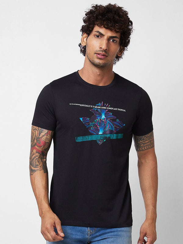 T-shirt Cotton Slim Graphic Printed Spykar