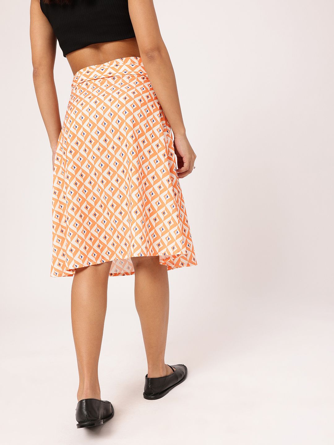 DressBerry Women Classic Suavity Geometric Printed Seersucker Wrap Skirt