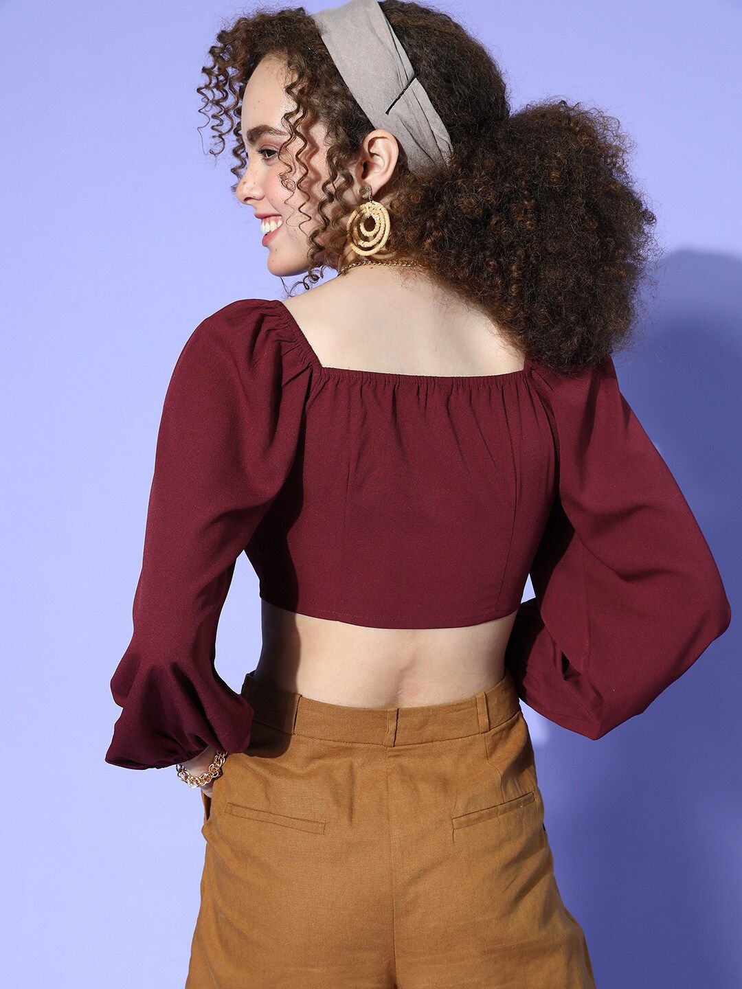 Berrylush Women Charming Maroon Solid Bustier Top