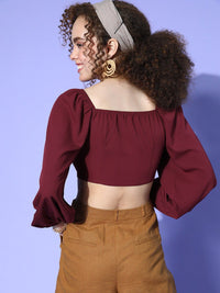 Berrylush Women Charming Maroon Solid Bustier Top