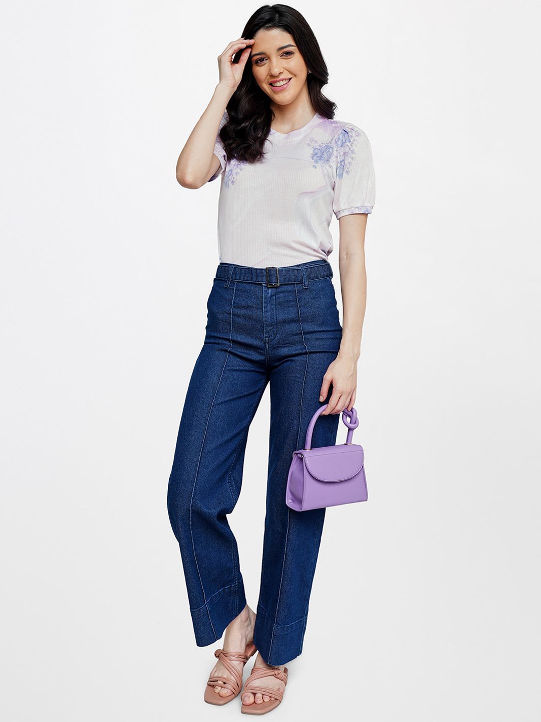 AND Women High-Rise Stretchable Wide Leg Jeans