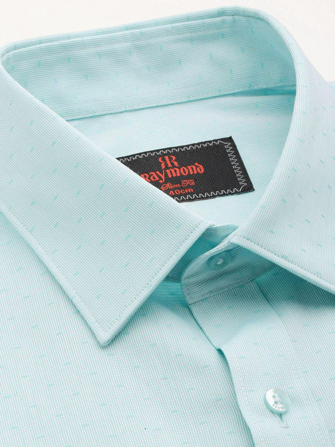 Raymond Slim Fit Textured Self Design Pure Cotton Formal Shirt