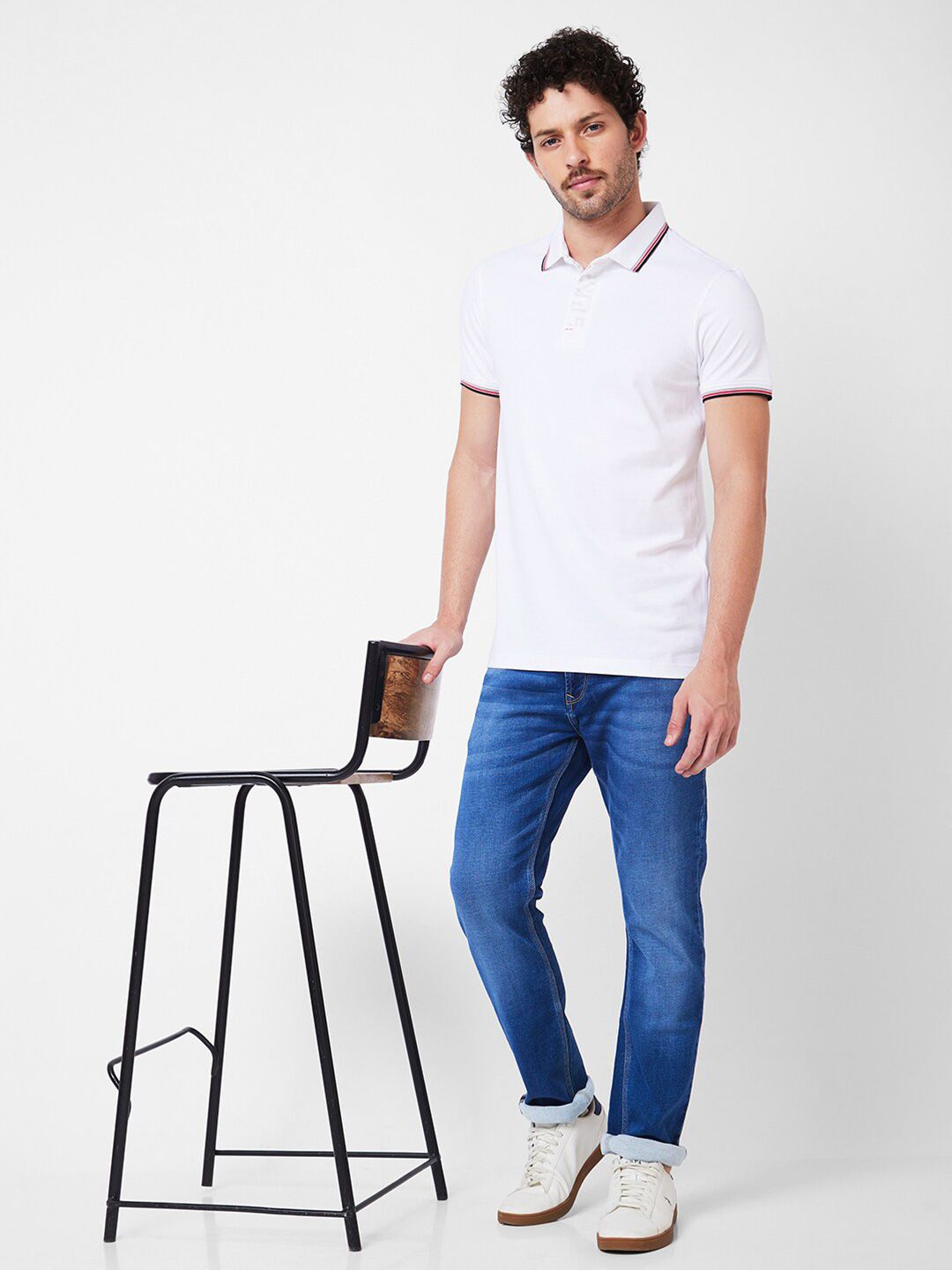 SPYKAR Polo Collar Cotton Slim Fit T-shirt