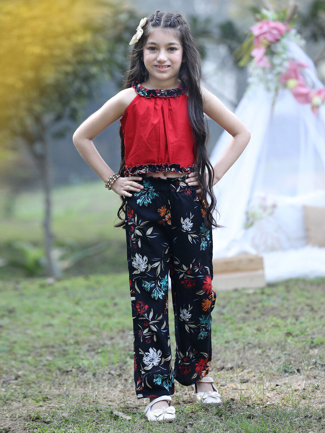 Cutiekins Girls Round Neck Top with Trousers