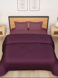 Story@home Maroon Striped 180 GSM Ac Room Reversible Double Bed Comforter