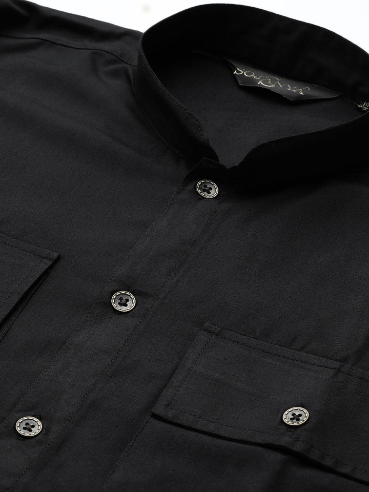 SOJANYA Lelaki Hitam Solid Kurta Lurus