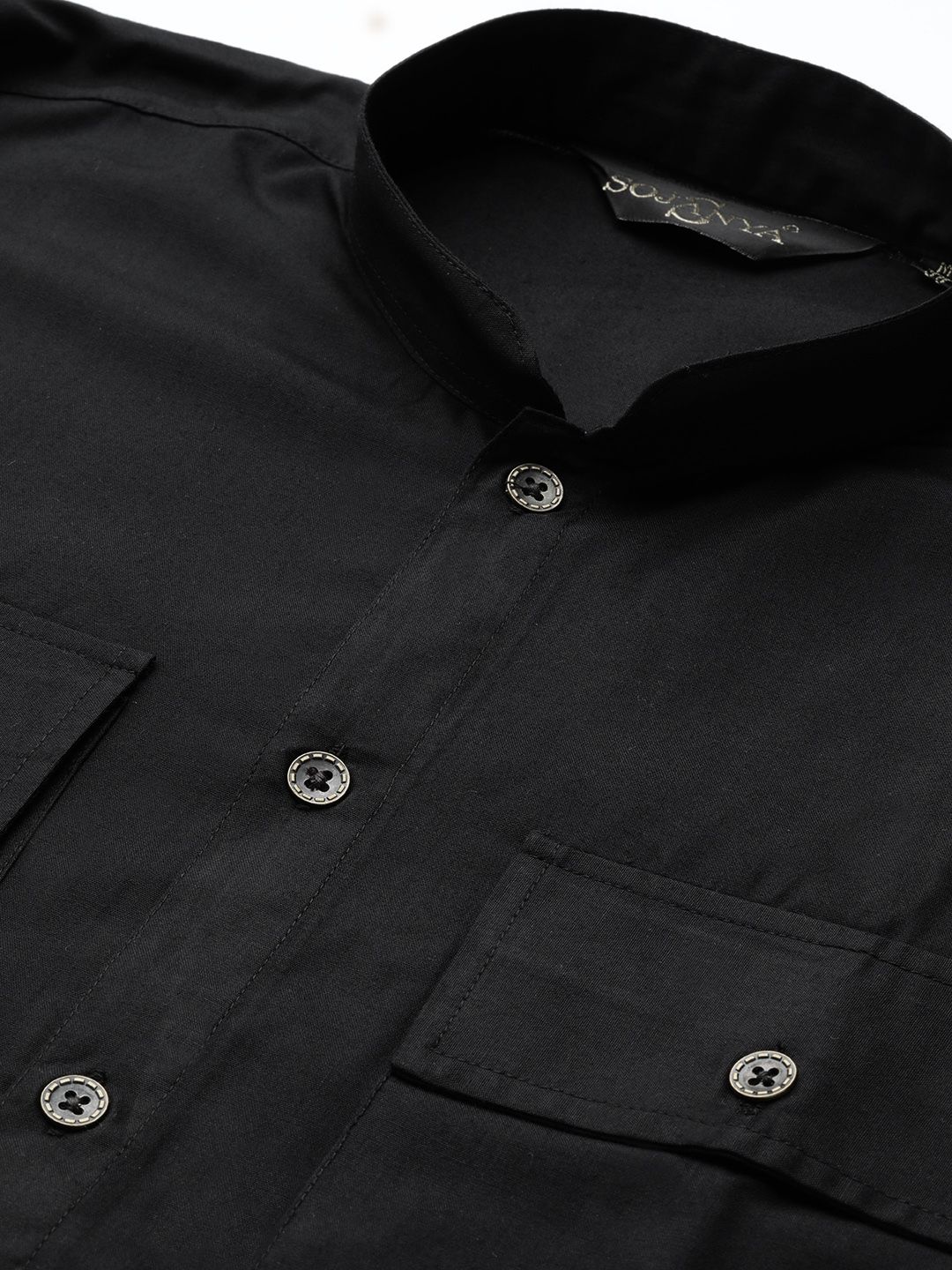 SOJANYA Lelaki Hitam Solid Kurta Lurus