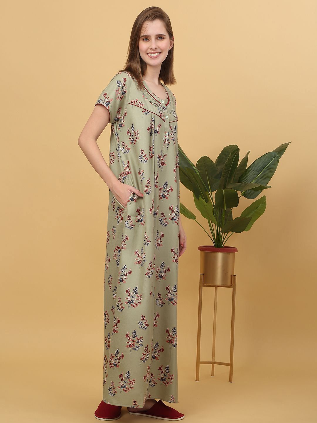Sweet Dreams Printed pure cotton Maxi Nightdress