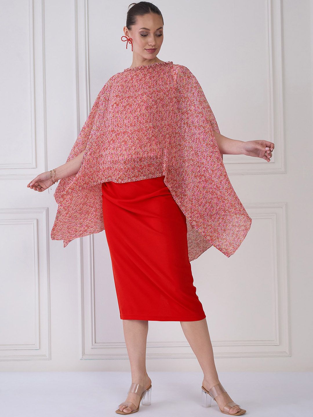 Antheaa Women Self Design Kaftan Top & Skirt Co-Ords