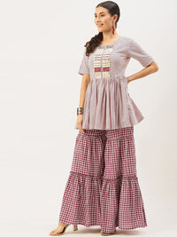 KALINI Geometric Printed Pure Cotton Kurta With Sharara