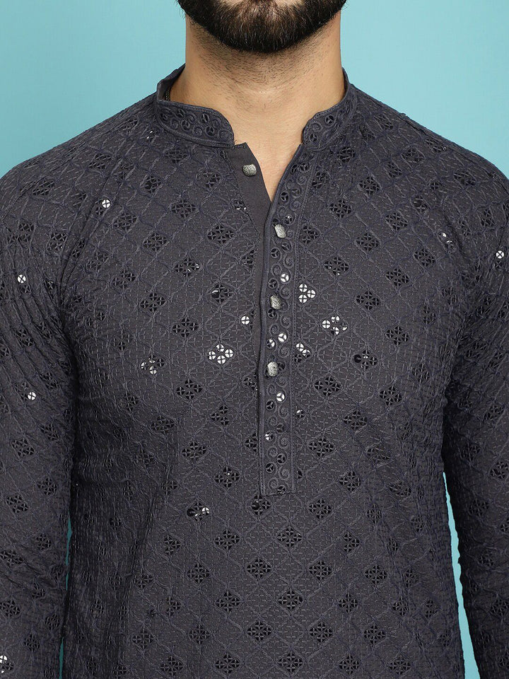SOJANYA Embroidered Sequinned Pure Cotton Kurta with Pyjama Set