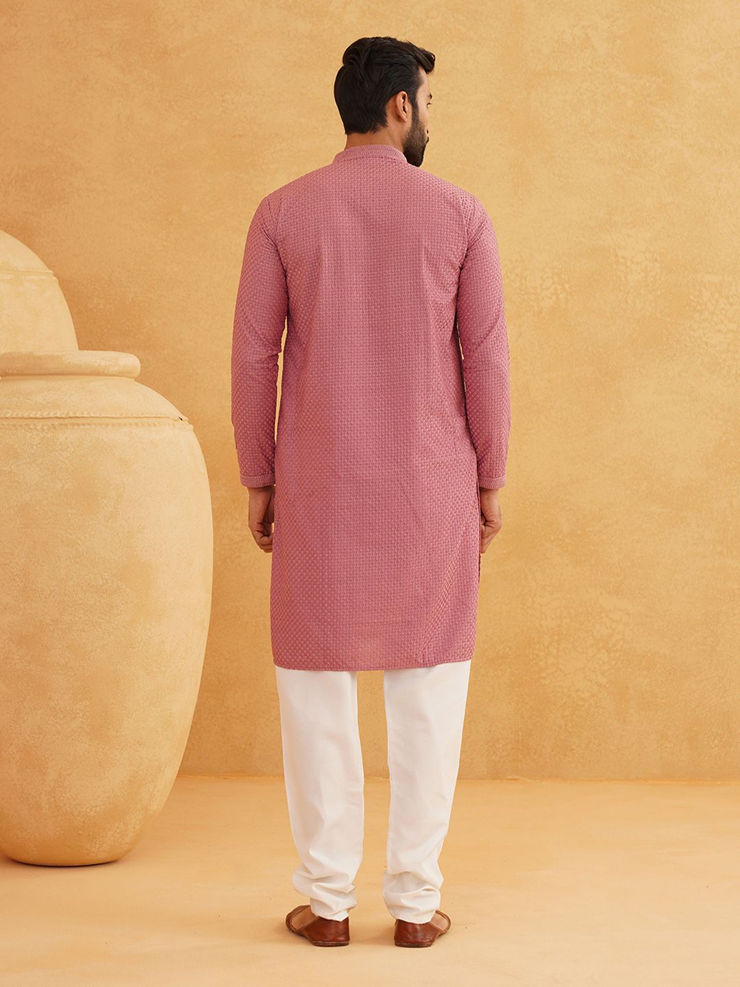 SOJANYA Kurta Pure Cotton Sulam dengan Set Pijama