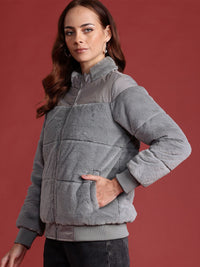 all about you Faux-Fur Detail Bomber Jacket