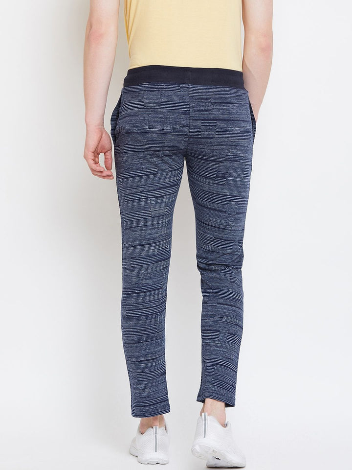 Monte Carlo Men Navy Blue & Off-White Striped Track Pants