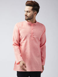SOJANYA Kurta Pendek Pepejal Berwarna Peach Lelaki