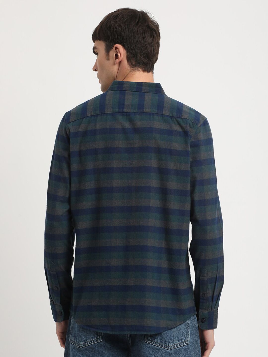 THE BEAR HOUSE Tartan Checks Slim Fit Pure Cotton Casual Shirt