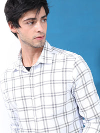 HIGHLANDER Men Windowpane Checked Slim Fit Casual Shirt