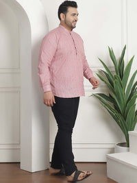 SOJANYA PLUS Plus Saiz Kolar Mandarin Berjalur Kapas Tulen Kurta A-Line