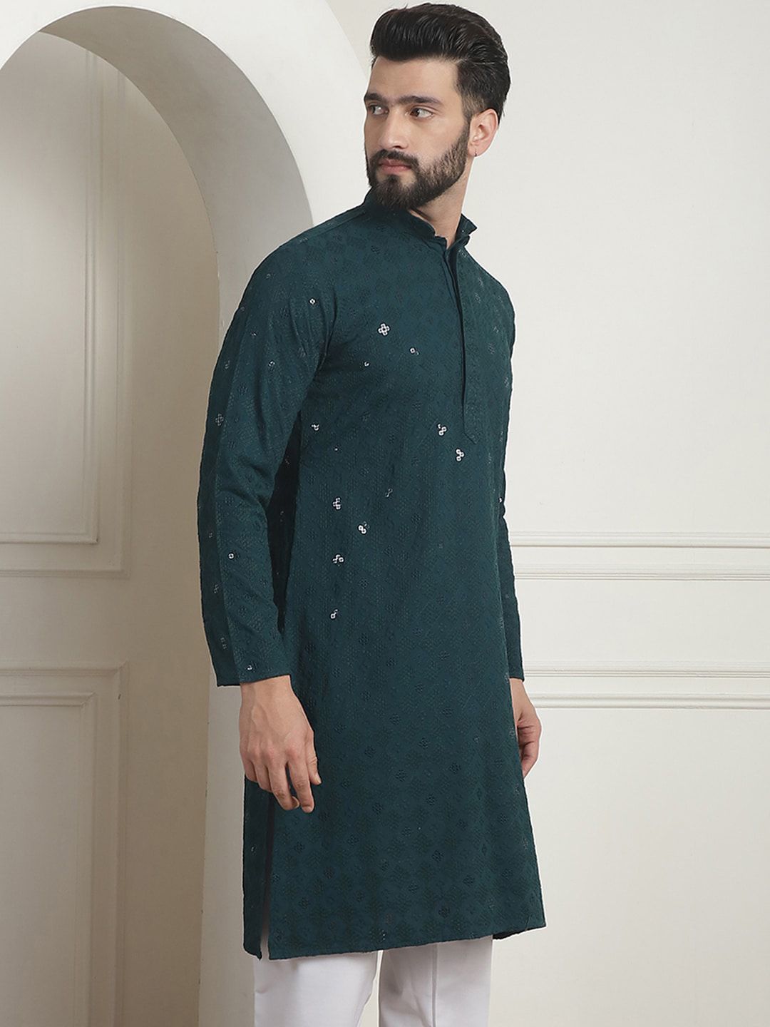 SOJANYA Kurta Kolar Mandarin Kerja Benang Labuci