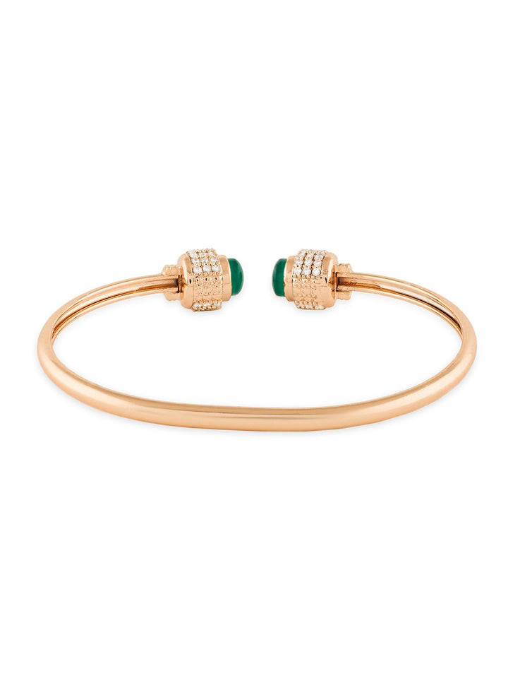 Zaveri Pearls Rose Gold-Plated -Gelang Kada Bertampal Batu Zirkonia Kubik