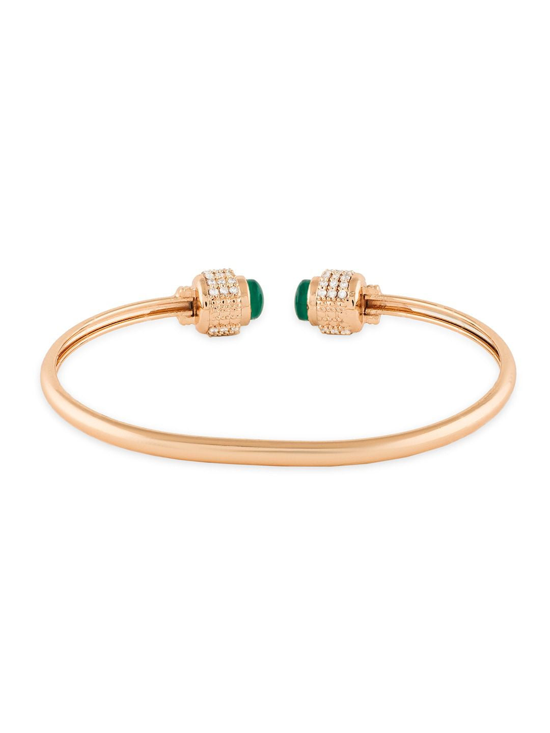 Zaveri Pearls Rose Gold-Plated -Gelang Kada Bertampal Batu Zirkonia Kubik