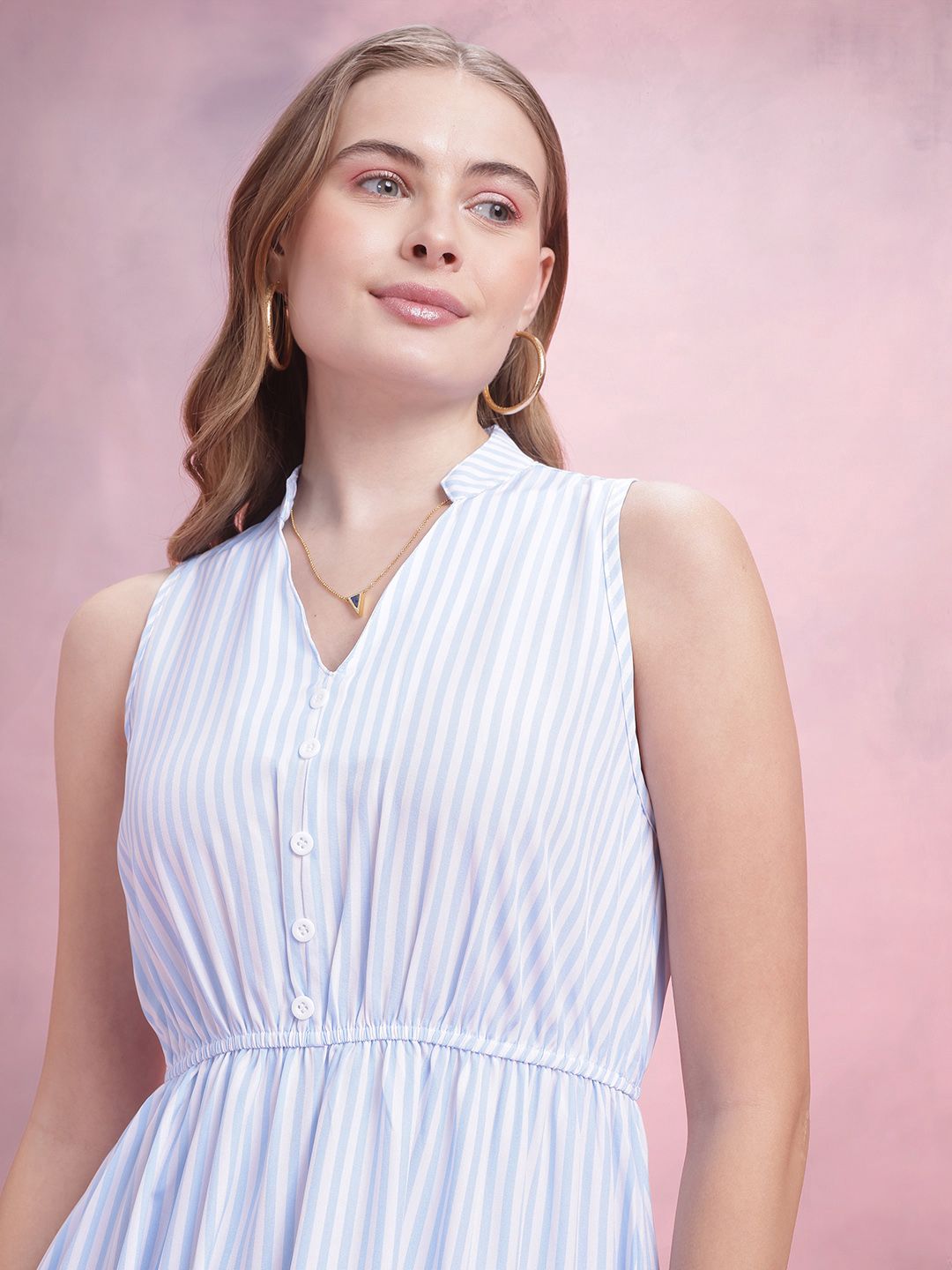 DressBerry Striped Tiered Midi A-Line Dress