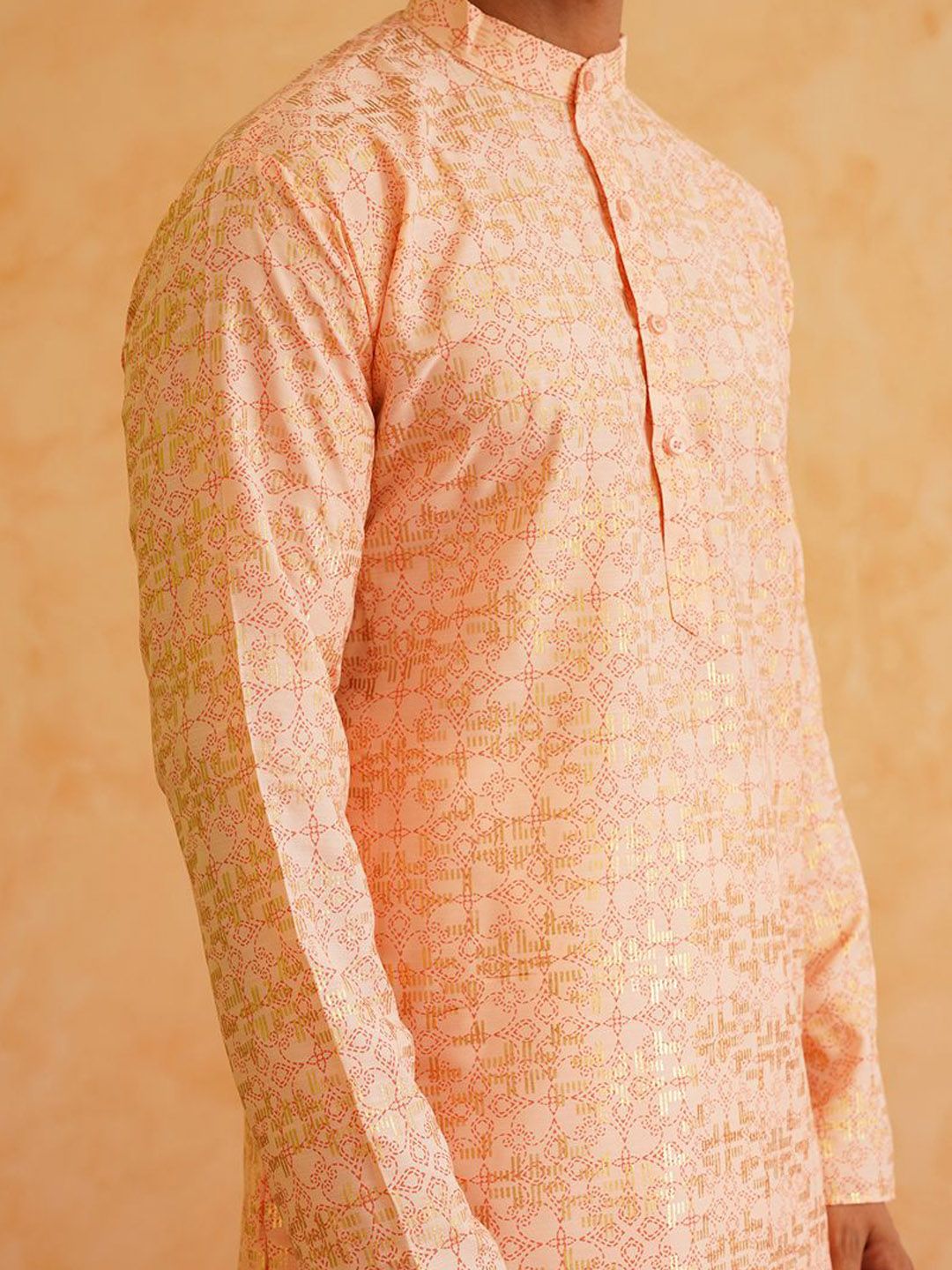 SOJANYA Motif Etnik Bercetak Kolar Mandarin Kurta Kapas Tulen Dengan Piyama
