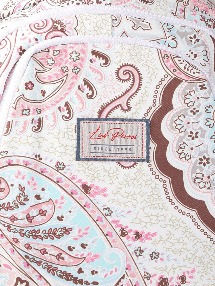 Lino Perros Women White & Pink Paisley Print 13 Inch Laptop Backpack