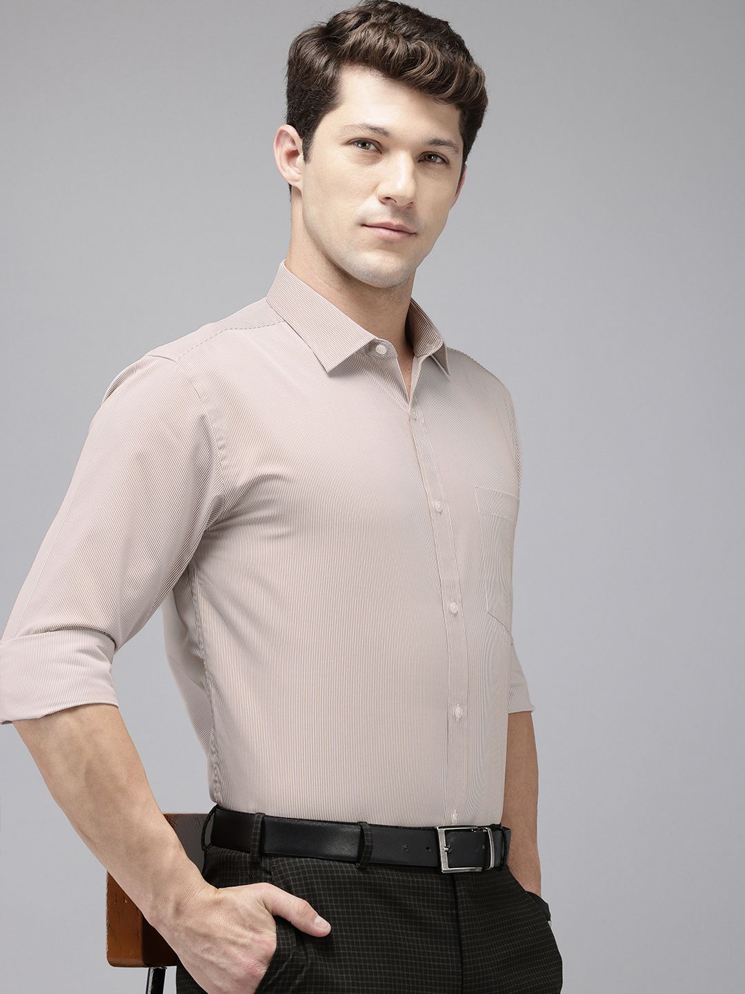 Park Avenue Pure Cotton Slim Fit Opaque Striped Formal Shirt