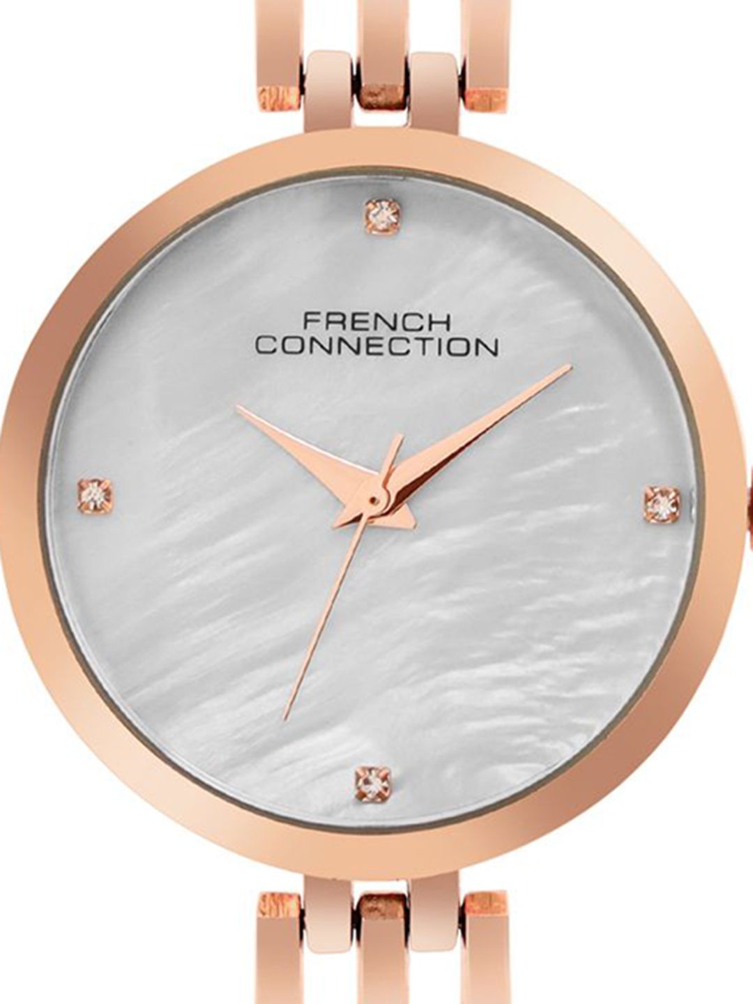 Sambungan Perancis Wanita Dail Corak & Gelang Keluli Karat Tali Tali Analog Watch FCN073SRGM