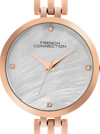 Sambungan Perancis Wanita Dail Corak & Gelang Keluli Karat Tali Tali Analog Watch FCN073SRGM