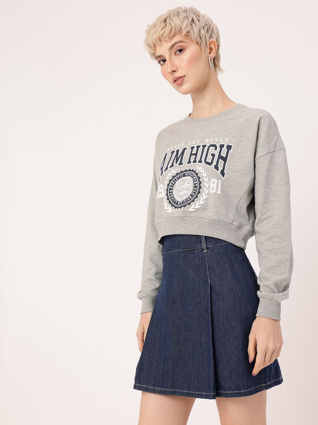 DressBerry Printed Oversized Crop Sweatshirts