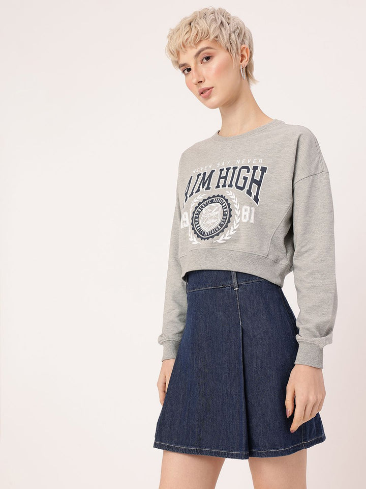DressBerry Printed Oversized Crop Sweatshirts