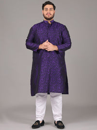 SOJANYA PLUS Plus Size Lelaki Rekaan Tenun Geometrik Kurta Lurus Dengan Piyama