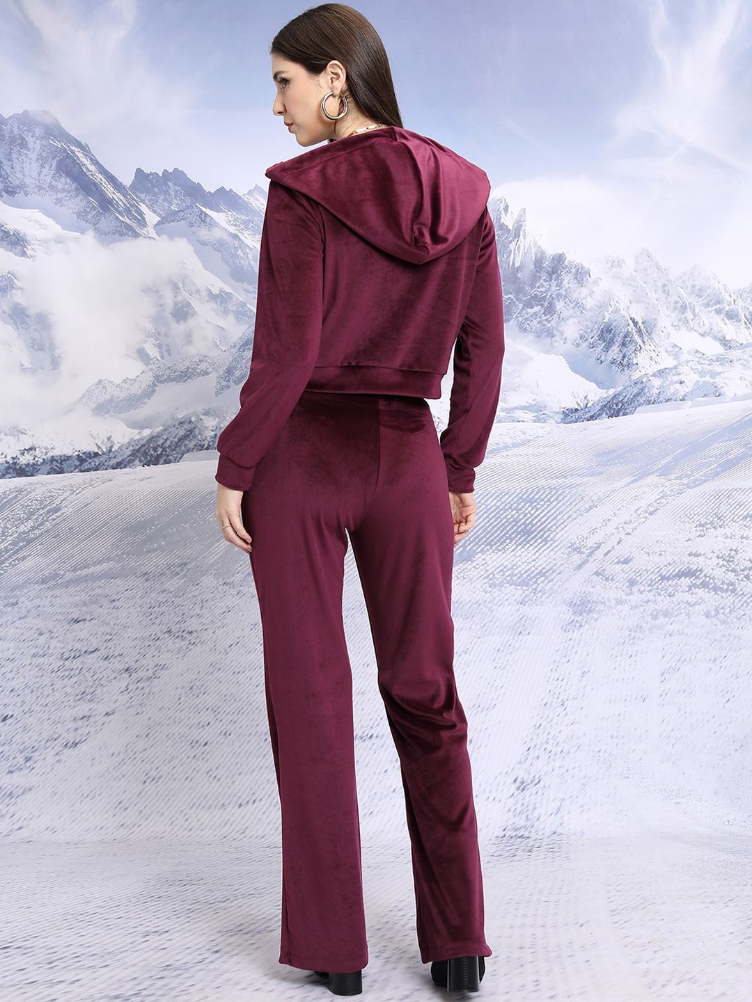 Tokyo Talkies Maroon Hooded Sweatshirt With Trousers