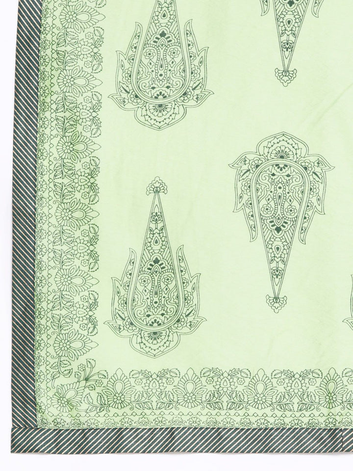 Libas Women Green Regular Pure Cotton Kurta with Palazzos & Dupatta