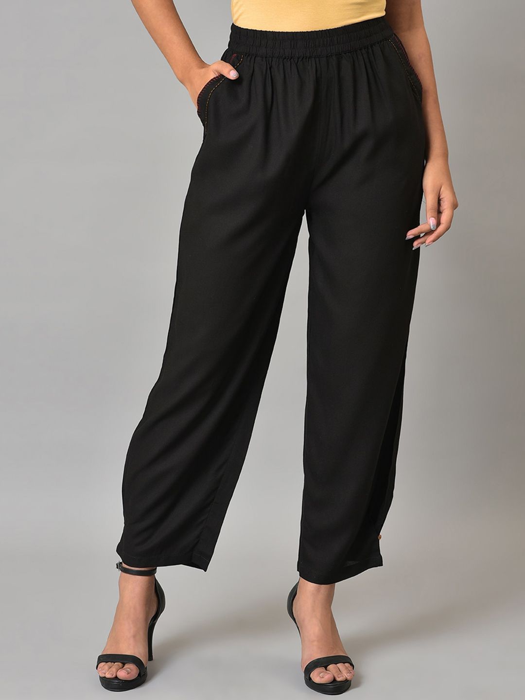 W Women Mid-Rise Regular Fit Parallel Trousers