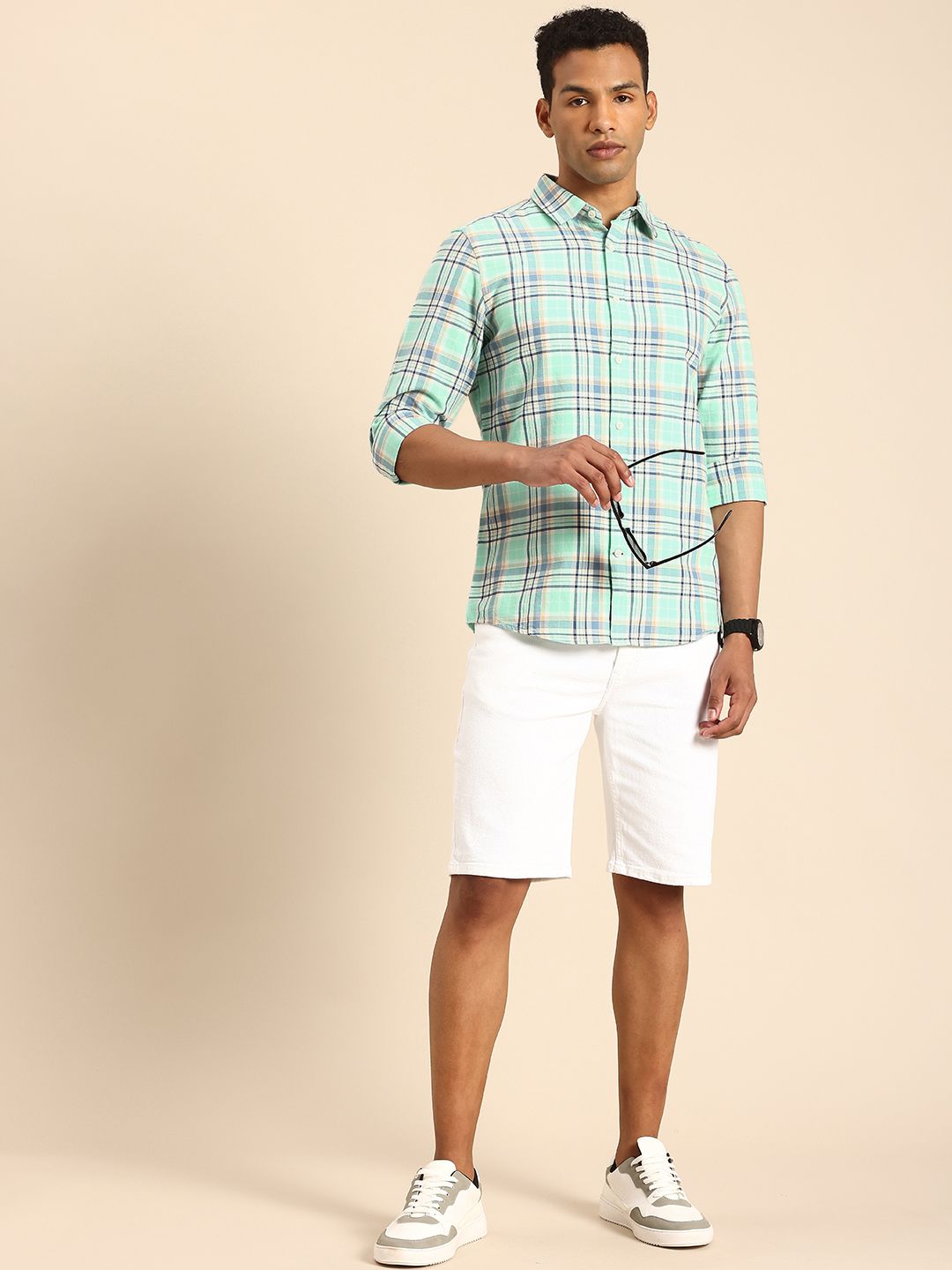Being Human Slim Fit Checked Pure Cotton Casual Shirt