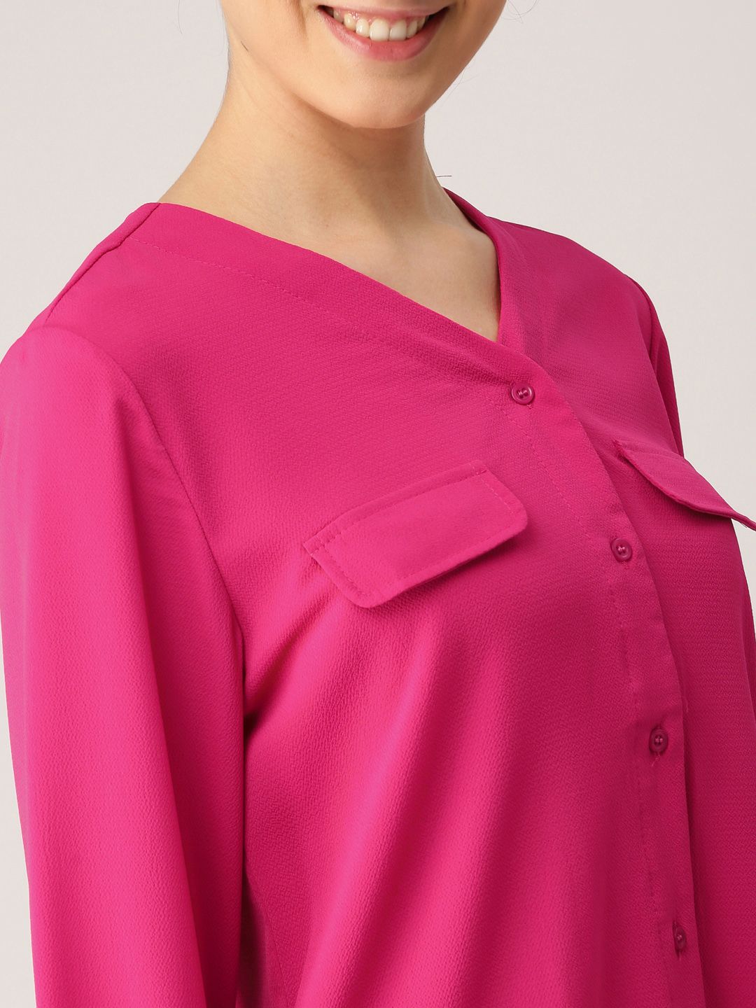 DressBerry Women Pink Regular Fit Solid Casual Shirt