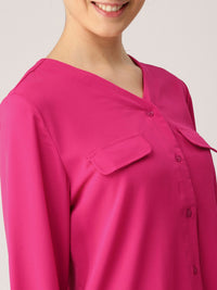 DressBerry Women Pink Regular Fit Solid Casual Shirt