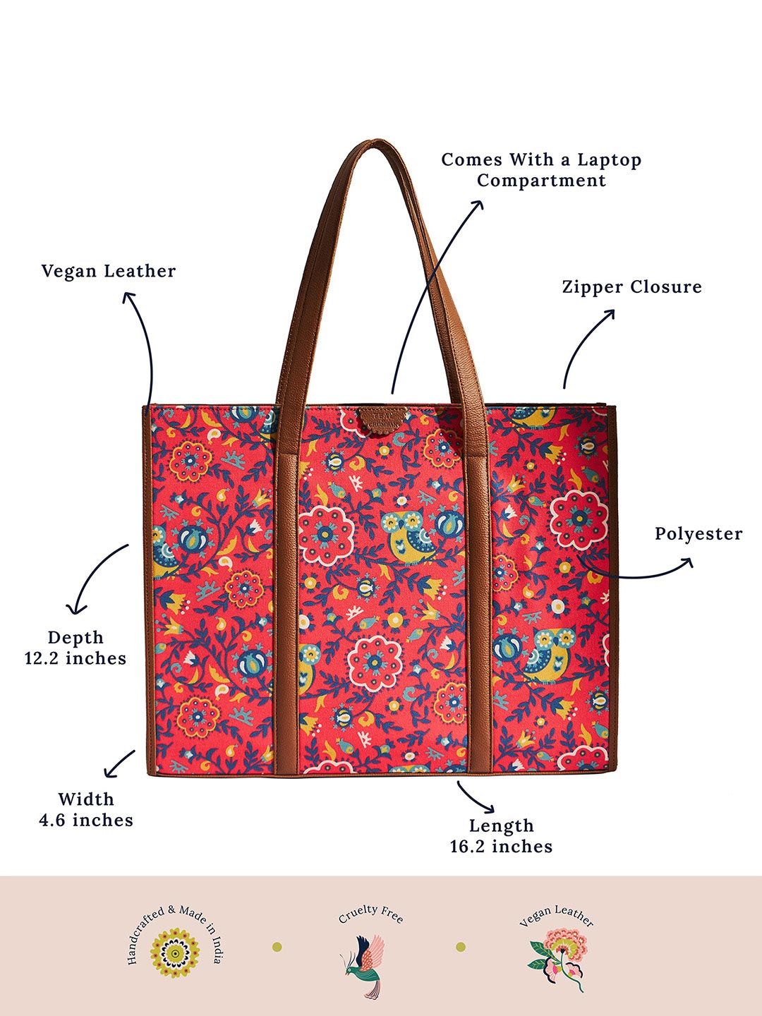 TEAL BY CHUMBAK Floral Printed Oversized Tote Bag