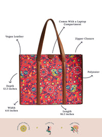 TEAL BY CHUMBAK Floral Printed Oversized Tote Bag